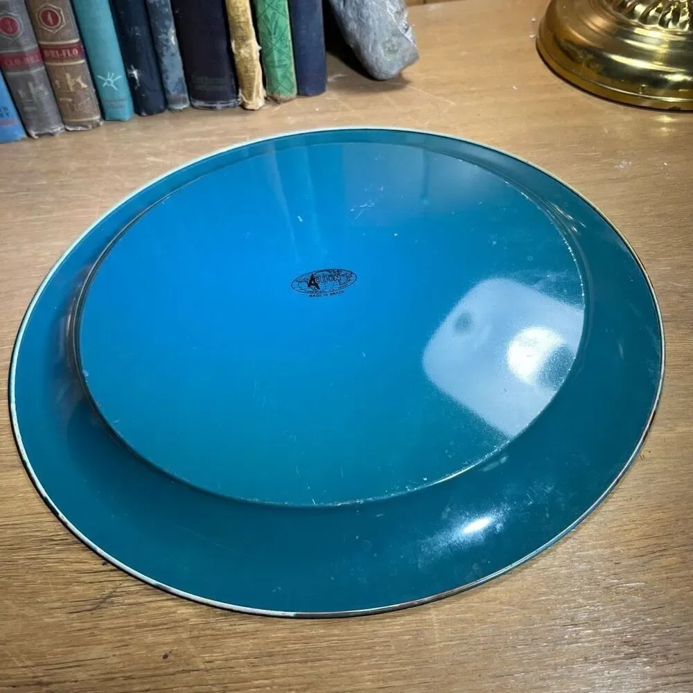 Vintage Action Brazil Tin Decorative Plate 13.25